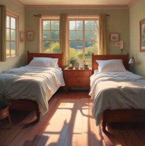 A peaceful bedroom with two separate beds - sleeping divorce - khobortobor.com