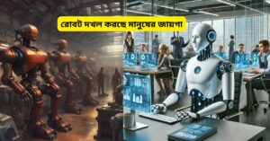 robots take over humans job-ai-generated-khobortobor